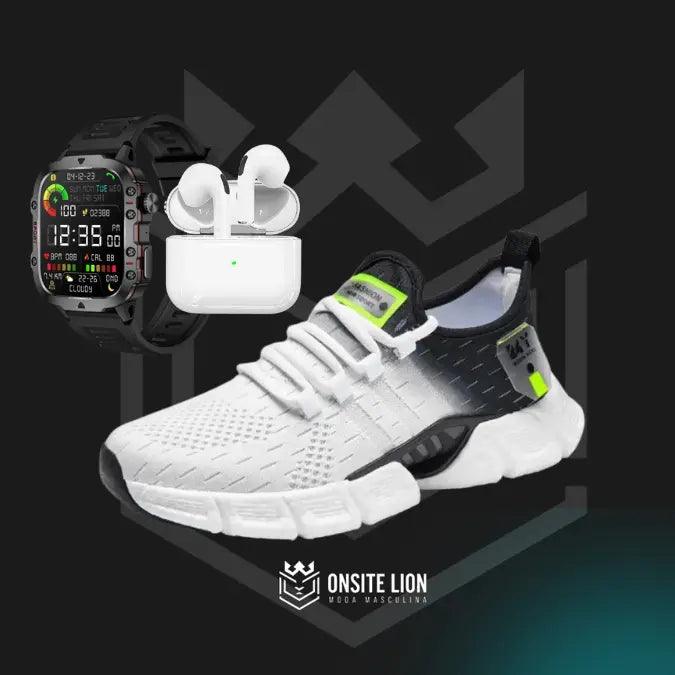 Combo em Oferta 3x1 TÊNIS NEW SPORT + SMARTWATCH INTELIGENTE + FONE AIRPODS PRO - Onsite Lion