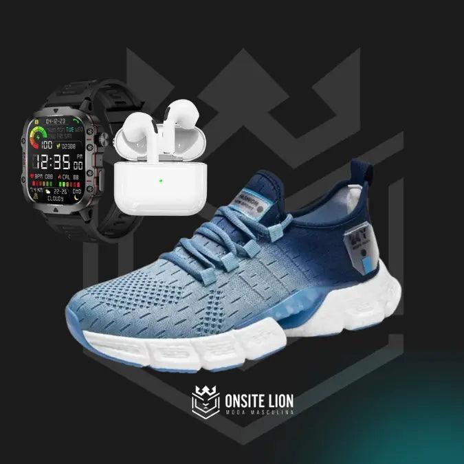 Combo em Oferta 3x1 TÊNIS NEW SPORT + SMARTWATCH INTELIGENTE + FONE AIRPODS PRO - Onsite Lion