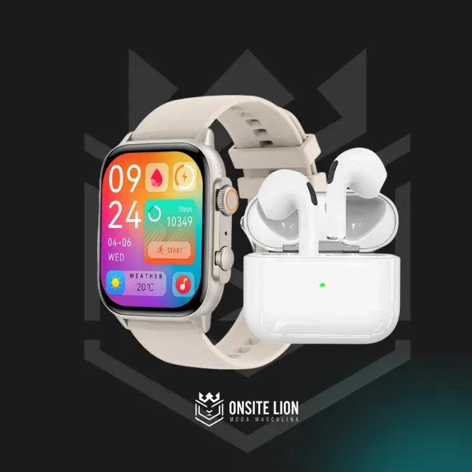 Combo Smartwatch Ultra + Fone Airpods Pro - Compre 1 e Leve 2 - Onsite Lion