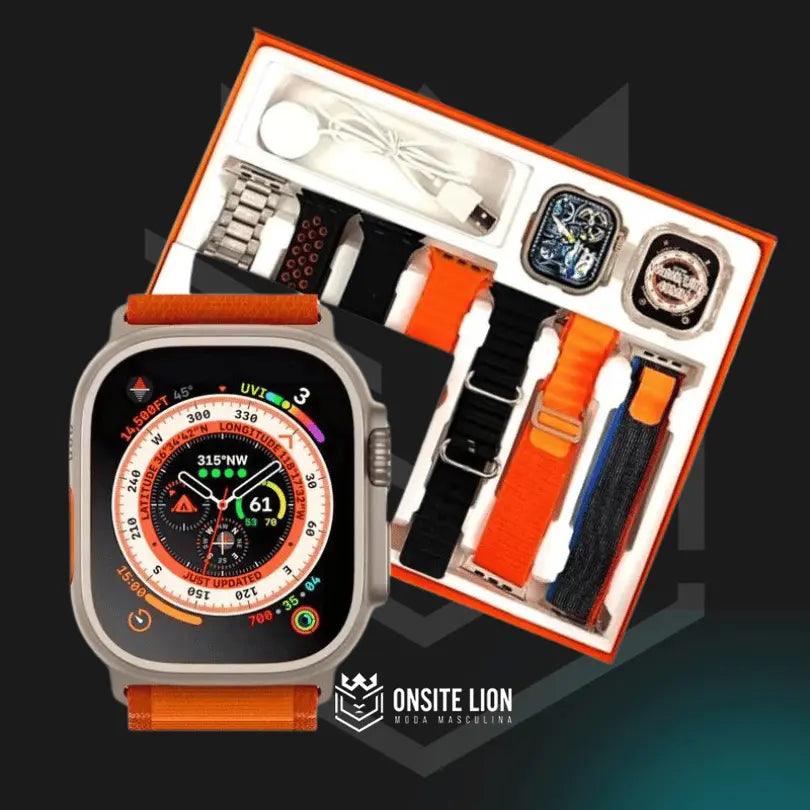 SmartWatch Serie 9 Ultra - Kit com 7 Pulseiras + Case + Brinde - Onsite Lion