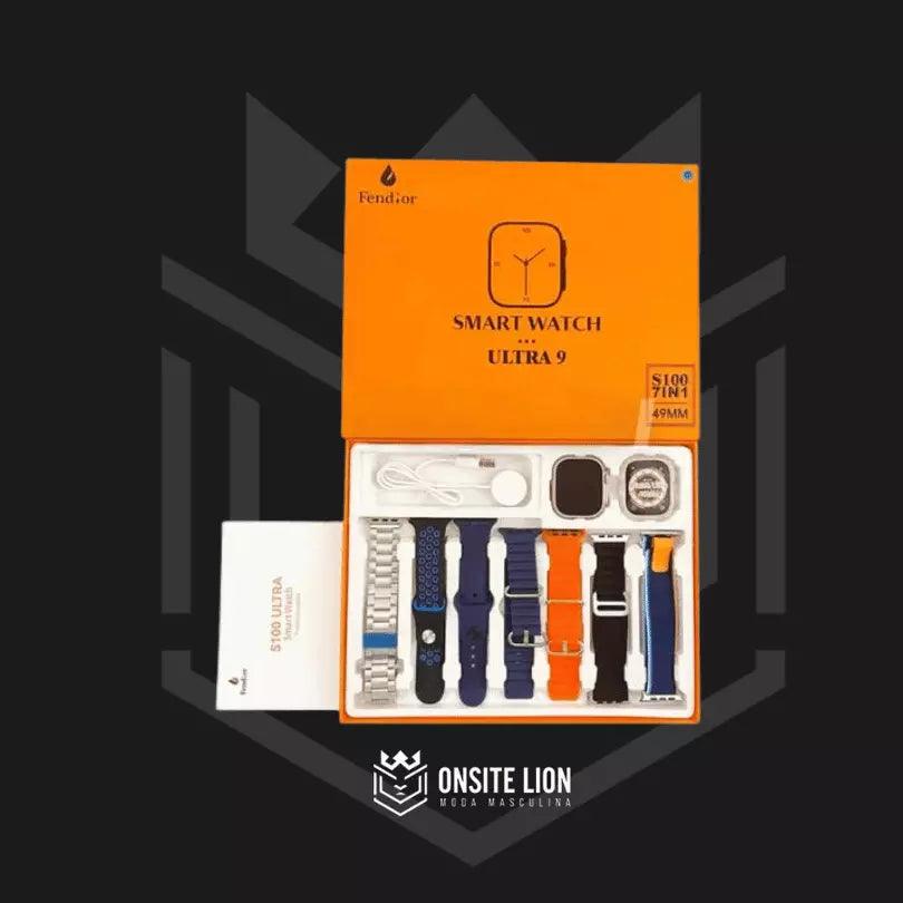 SmartWatch Serie 9 Ultra - Kit com 7 Pulseiras + Case + Brinde - Onsite Lion