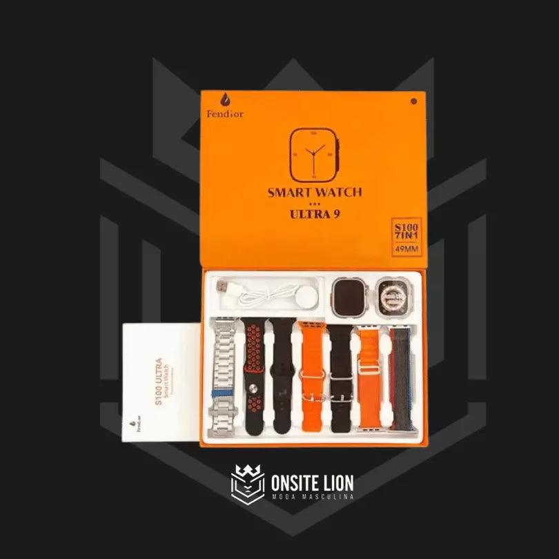 SmartWatch Serie 9 Ultra - Kit com 7 Pulseiras + Case + Brinde - Onsite Lion