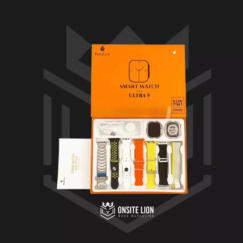 SmartWatch Serie 9 Ultra - Kit com 7 Pulseiras + Case + Brinde - Onsite Lion